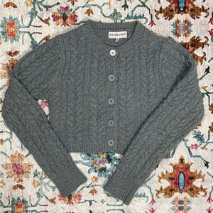 Willow & Wind Grey Cableknit Button Up Sweater
